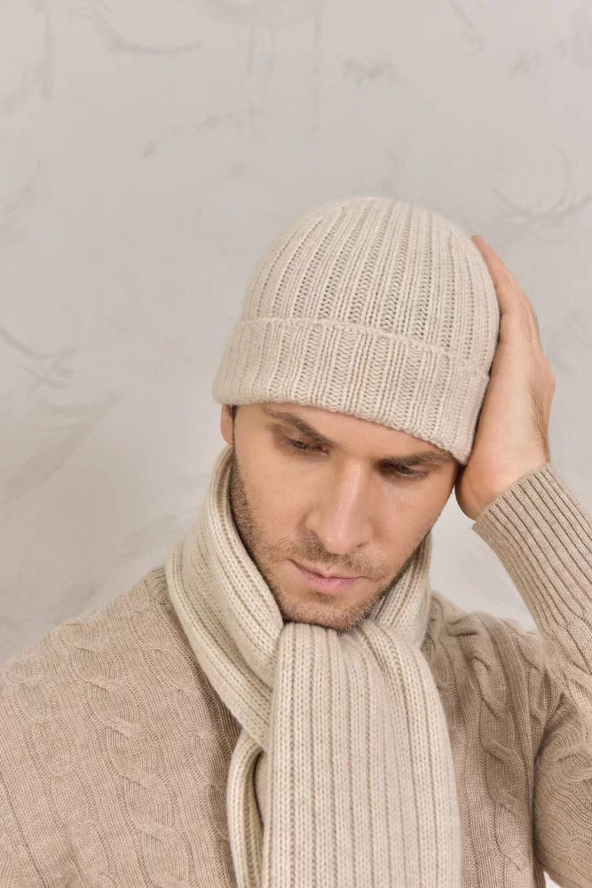 Loro Piana Cashmere Knit Hat Scarf Set #nigo6664