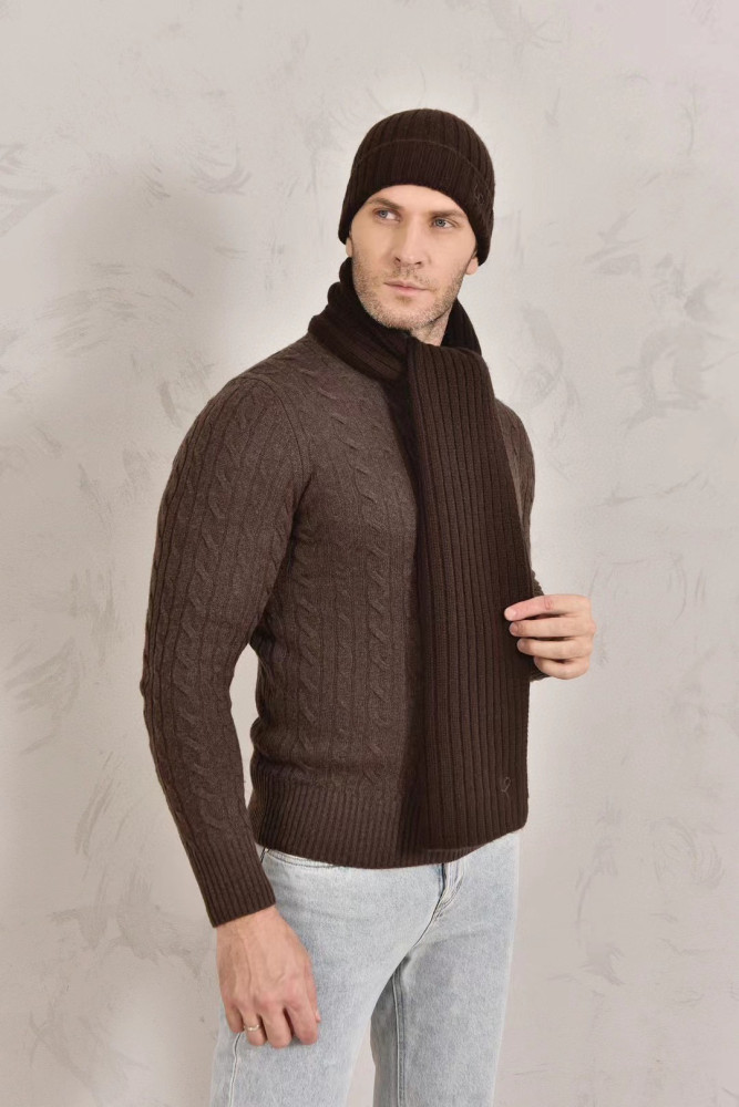 Loro Piana Cashmere Knit Hat Scarf Set #nigo6664