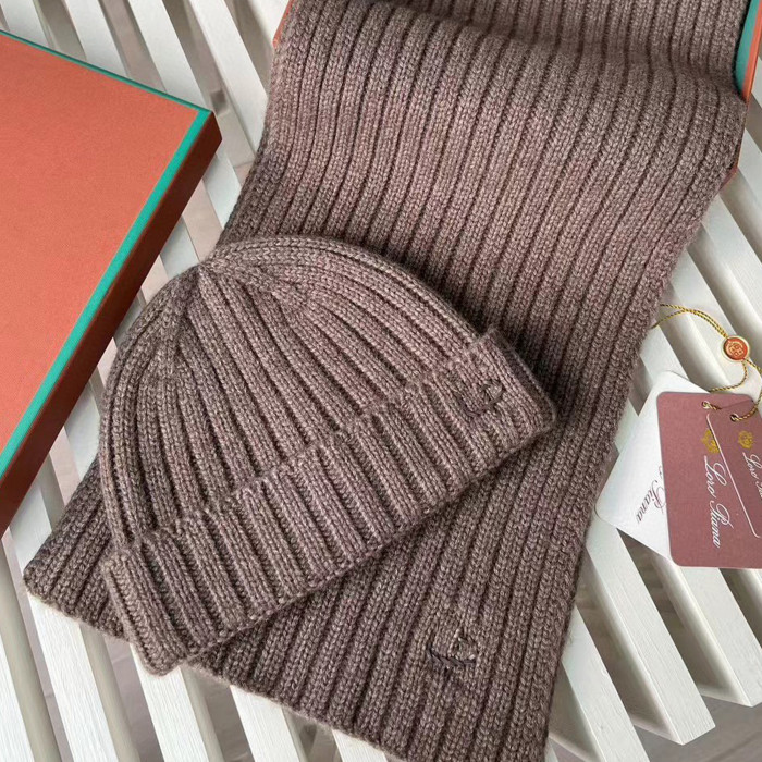 Loro Piana Cashmere Knit Hat Scarf Set #nigo6664