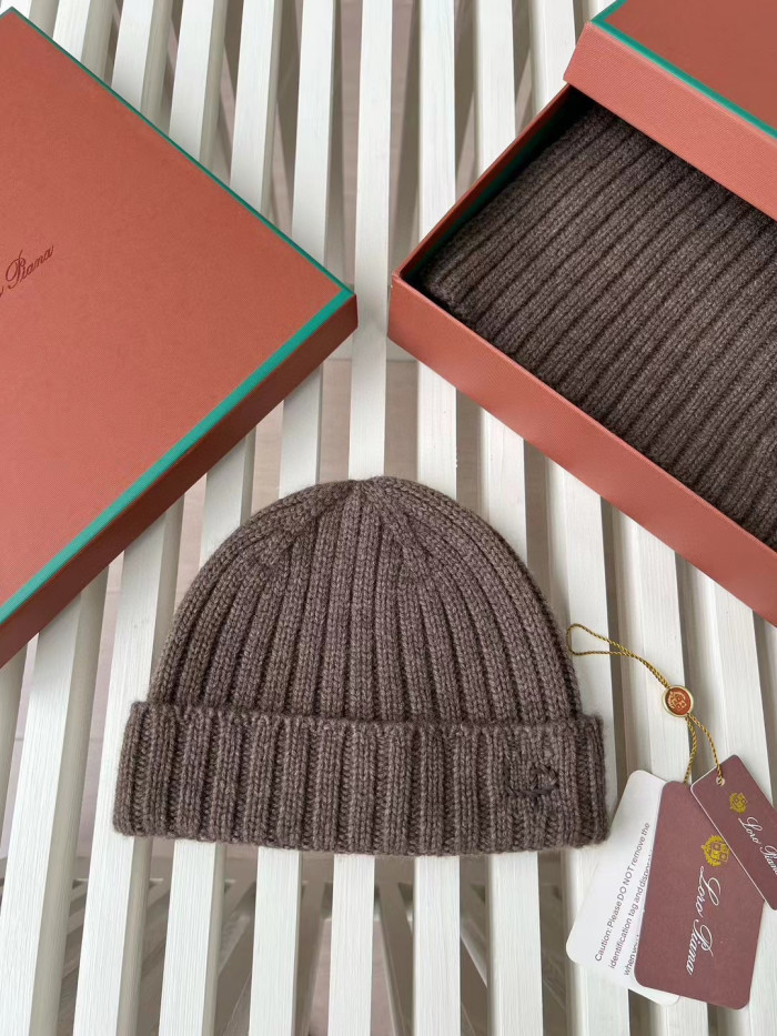 Loro Piana Cashmere Knit Hat Scarf Set #nigo6664