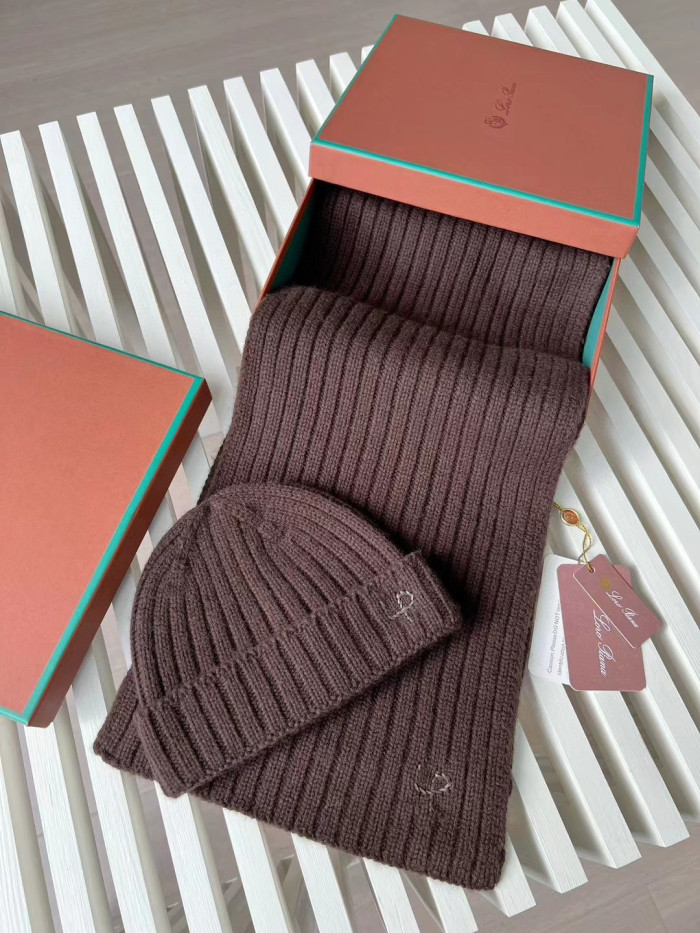 Loro Piana Cashmere Knit Hat Scarf Set #nigo6664