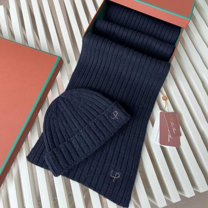 Loro Piana Cashmere Knit Hat Scarf Set #nigo6664