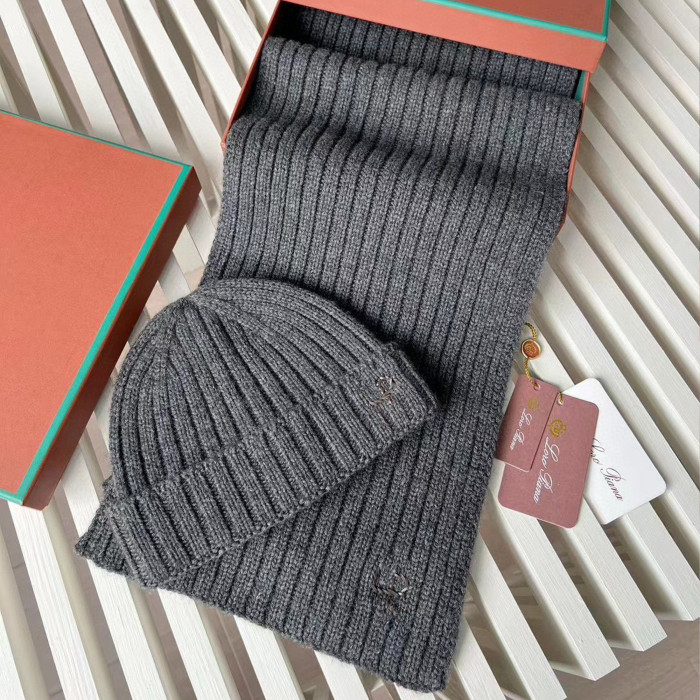 Loro Piana Cashmere Knit Hat Scarf Set #nigo6664