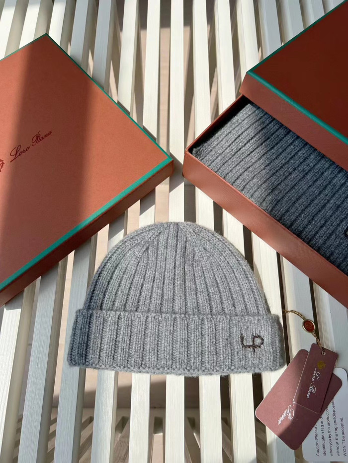 Loro Piana Cashmere Knit Hat Scarf Set #nigo6664