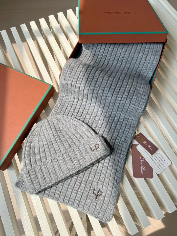 Loro Piana Cashmere Knit Hat Scarf Set #nigo6664