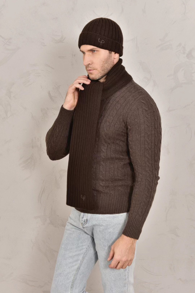 Loro Piana Cashmere Knit Hat Scarf Set #nigo6664