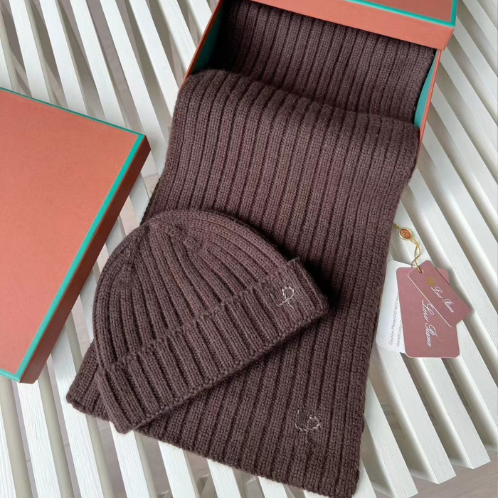 Loro Piana Cashmere Knit Hat Scarf Set #nigo6664