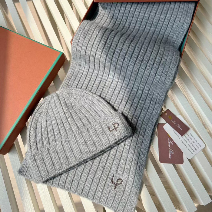 Loro Piana Cashmere Knit Hat Scarf Set #nigo6664