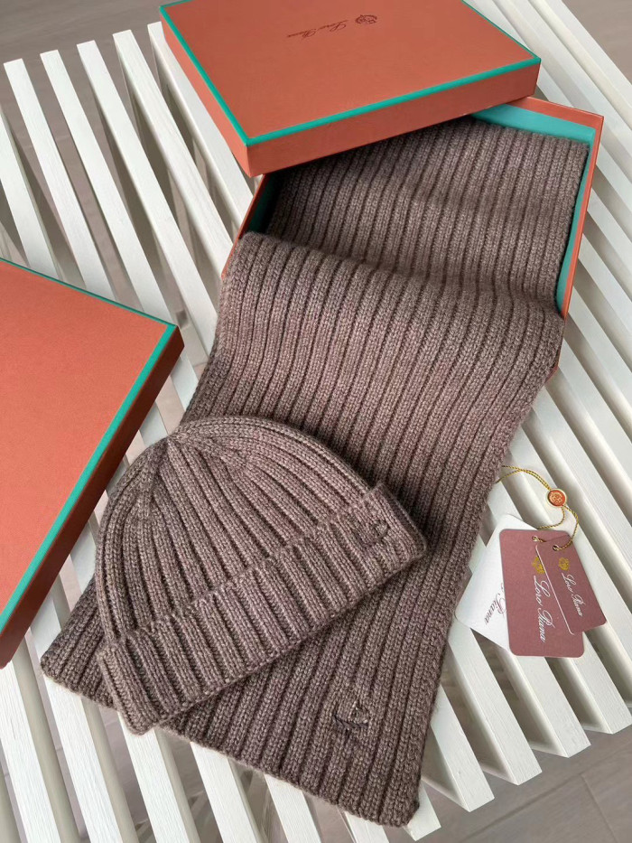 Loro Piana Cashmere Knit Hat Scarf Set #nigo6664