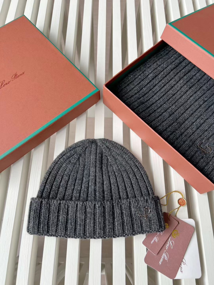 Loro Piana Cashmere Knit Hat Scarf Set #nigo6664