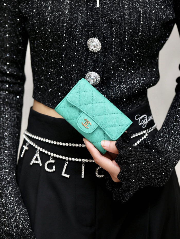 Chanel Leather Plaid Mini Wallet Bag #nigo21863