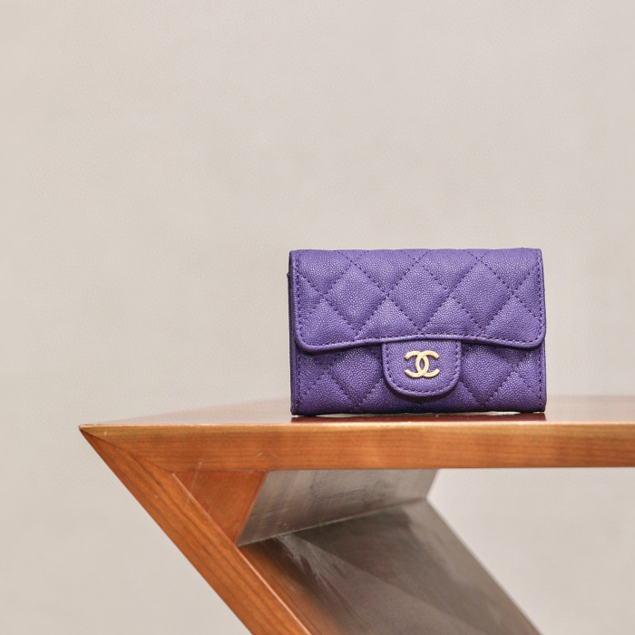 Chanel Leather Plaid Mini Wallet Bag #nigo21863