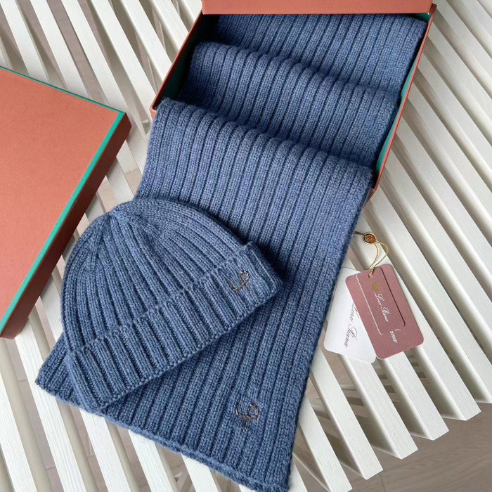 Loro Piana Cashmere Knit Hat Scarf Set #nigo6664