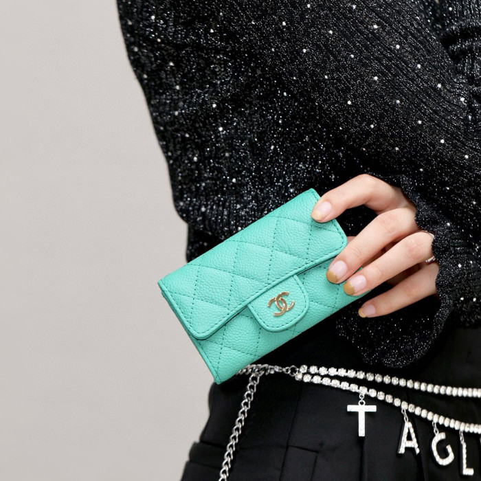 Chanel Leather Plaid Mini Wallet Bag #nigo21863