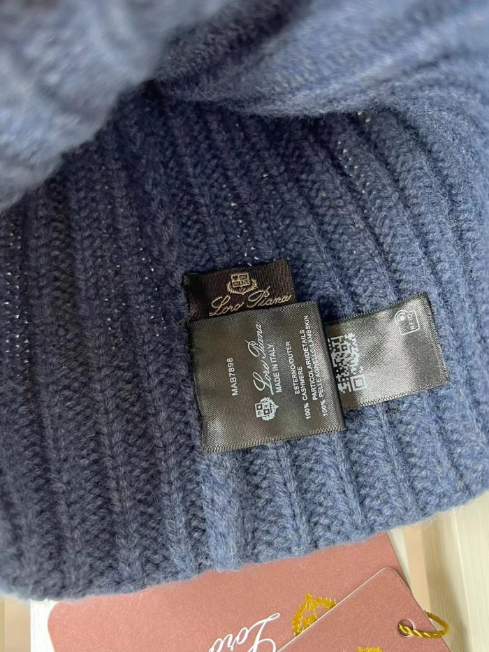 Loro Piana Cashmere Knit Hat Scarf Set #nigo6664