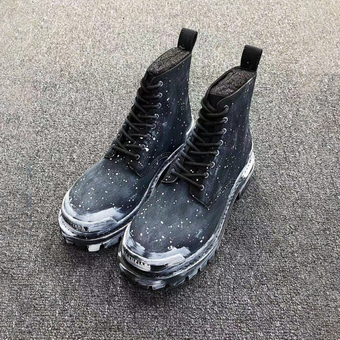 Balenciaga Men's  Women's Autumn And Winter Leather Worn Martin Boots Military Boots Shoes #nigo1439