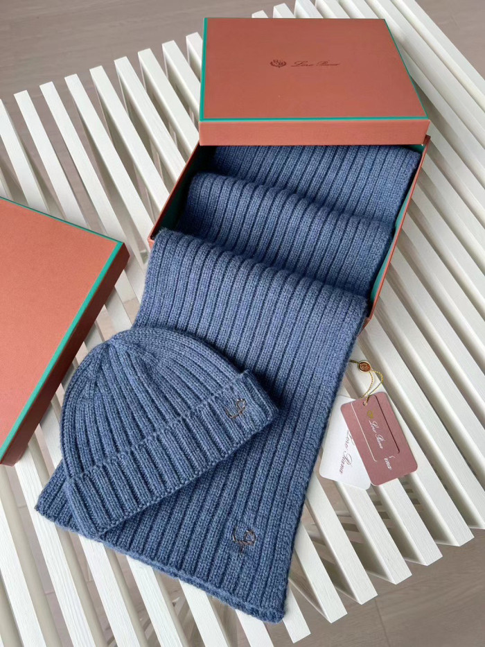 Loro Piana Cashmere Knit Hat Scarf Set #nigo6664