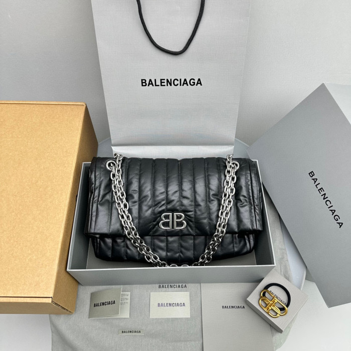 Balenciaga MONACO Leather Striped Chain Bag #nigo21868