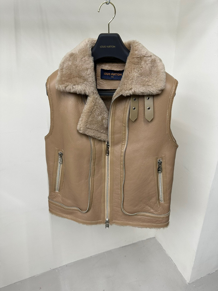 Louis Vuitton Removable Fur Leather Jacket Ngvp #nigo5666
