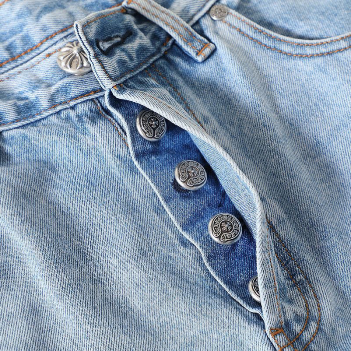 Chrome Hearts Light Blue Graffiti Jeans Pants #nigo96564