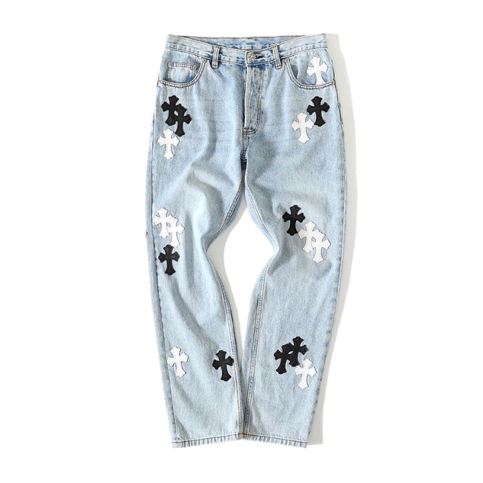 Chrome Hearts Light Blue Graffiti Jeans Pants #nigo96564