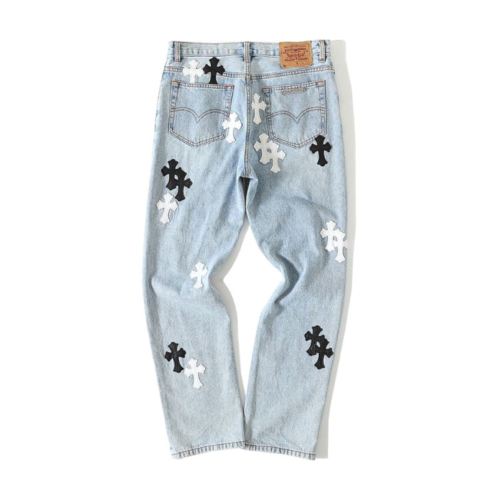 Chrome Hearts Light Blue Graffiti Jeans Pants #nigo96564