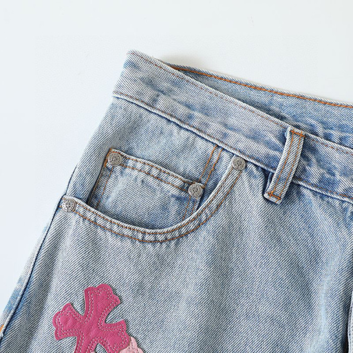 Chrome Hearts Light Blue Graffiti Jeans Pants #nigo96564