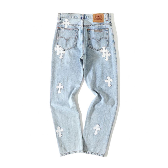 Chrome Hearts Light Blue Graffiti Jeans Pants #nigo96564