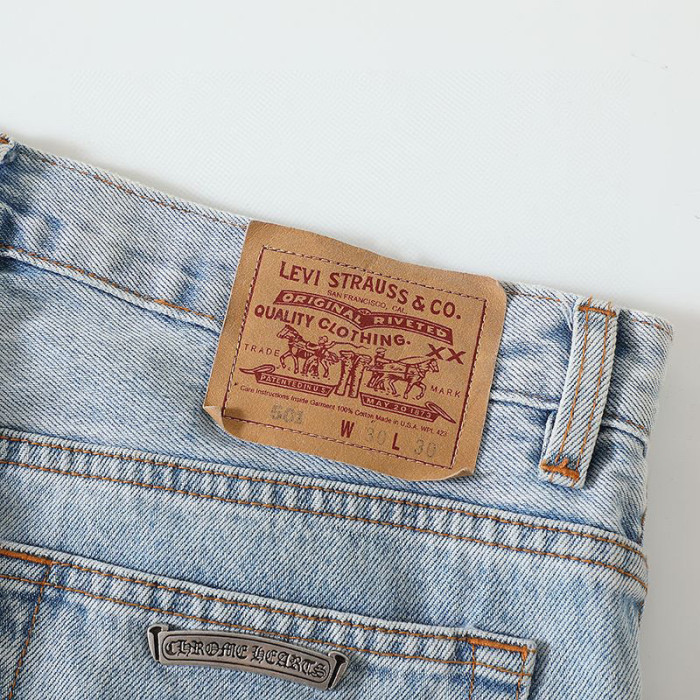 Chrome Hearts Light Blue Graffiti Jeans Pants #nigo96564