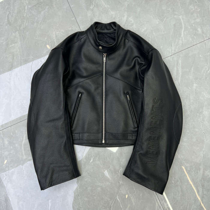Vetements Black Short Sleeved Leather Jacket #nigo21919