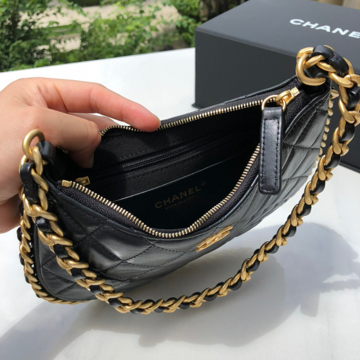 Chanel Black Leather Chain Diagonal Bag #nigo21913