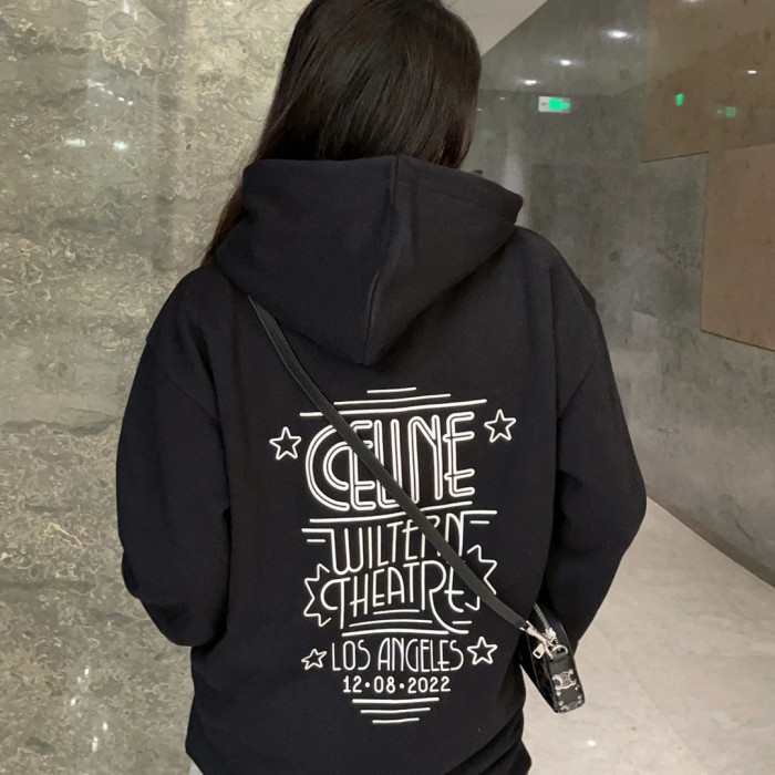 Celine  WILTERN Black Printed Hooded Sweater #nigo21896