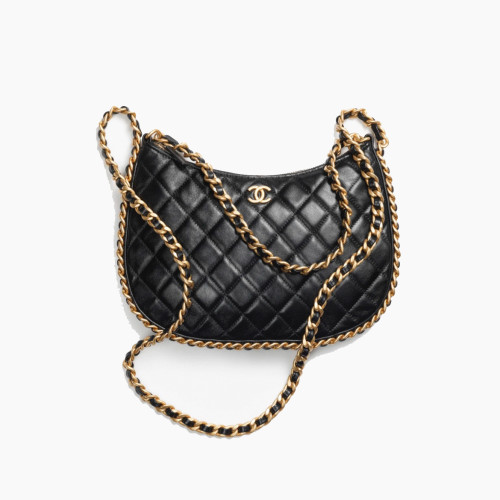 Chanel Black Leather Chain Diagonal Bag #nigo21913