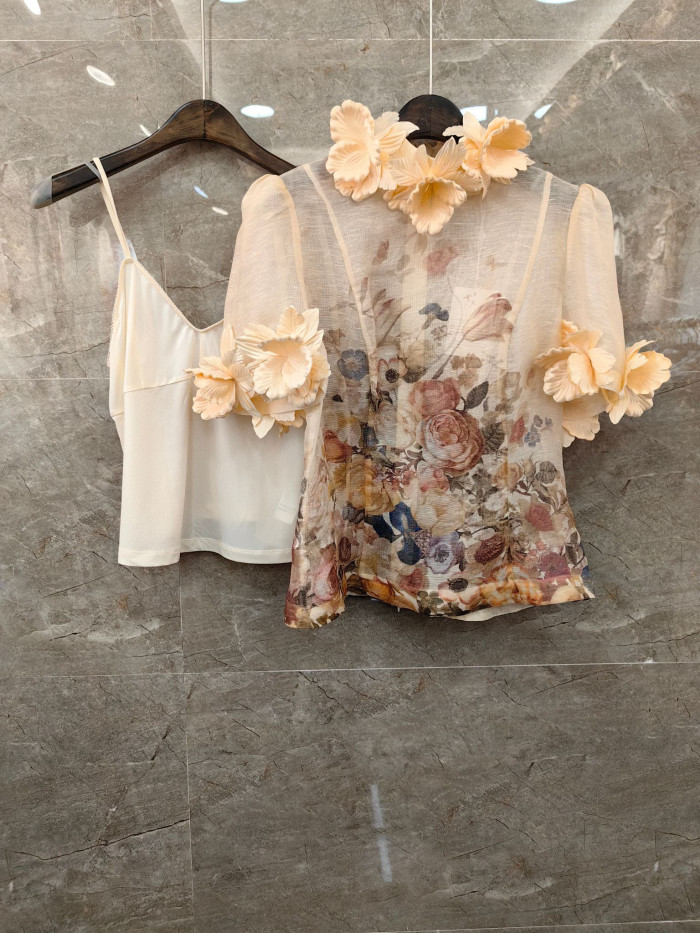 Zimmermann Lace Standing Collar Top Half Length Skirt Set #nigo21928