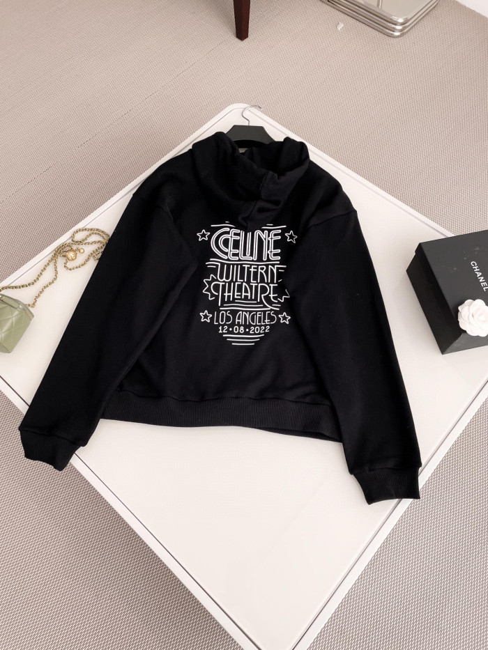 Celine  WILTERN Black Printed Hooded Sweater #nigo21896