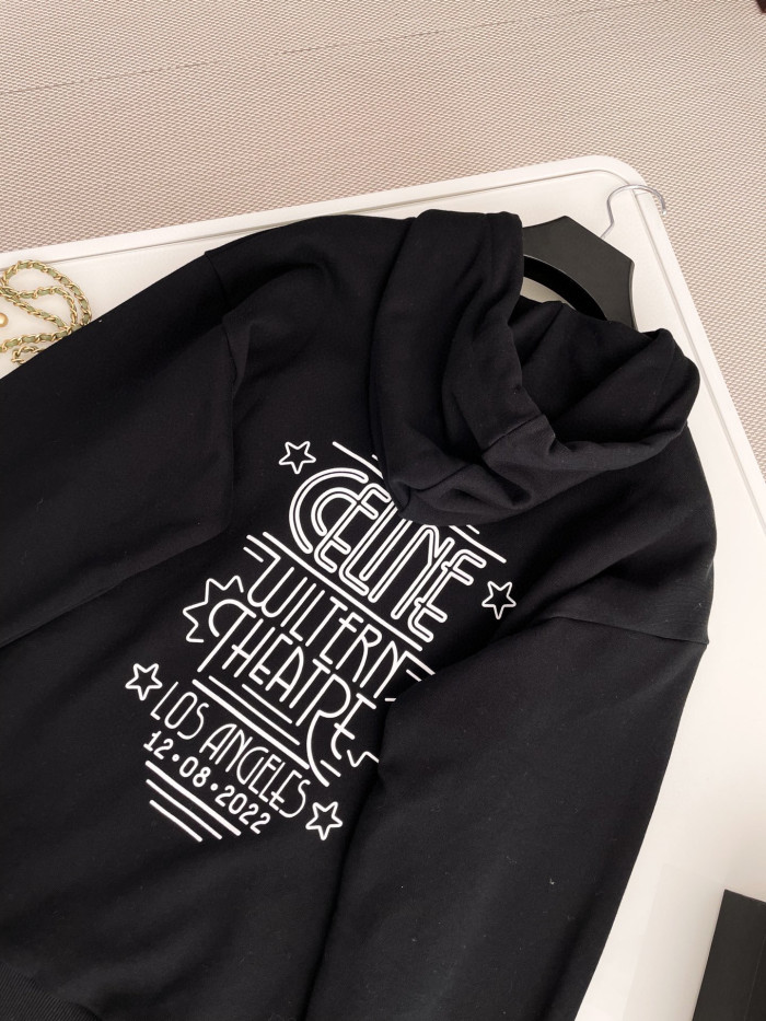 Celine  WILTERN Black Printed Hooded Sweater #nigo21896