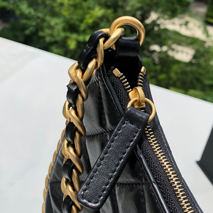 Chanel Black Leather Chain Diagonal Bag #nigo21913