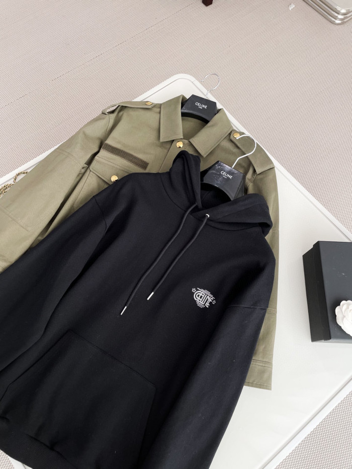 Celine  WILTERN Black Printed Hooded Sweater #nigo21896