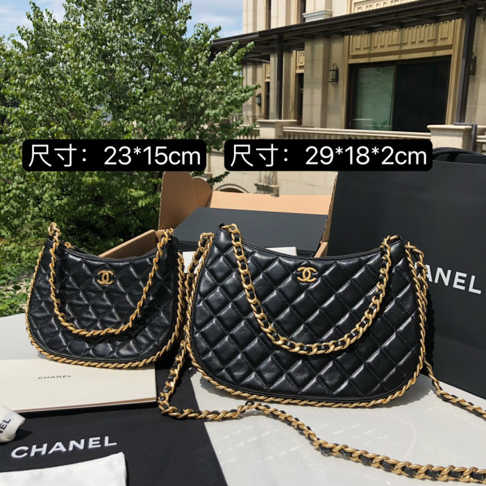 Chanel Black Leather Chain Diagonal Bag #nigo21913