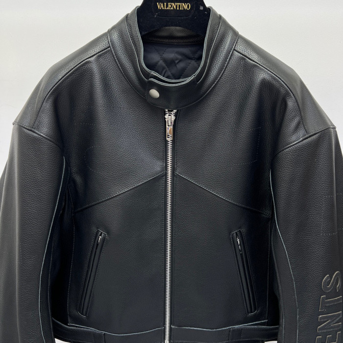 Vetements Black Short Sleeved Leather Jacket #nigo21919