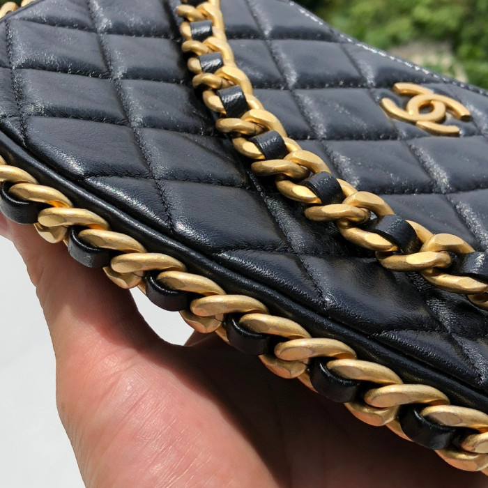 Chanel Black Leather Chain Diagonal Bag #nigo21913
