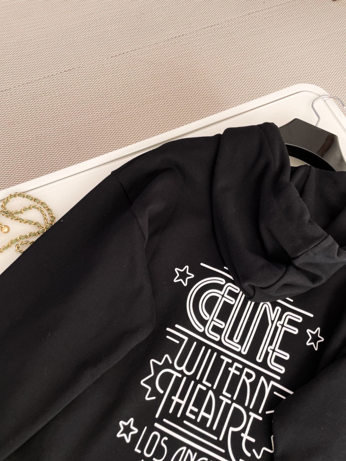 Celine  WILTERN Black Printed Hooded Sweater #nigo21896