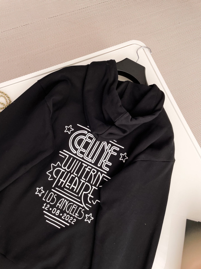 Celine  WILTERN Black Printed Hooded Sweater #nigo21896