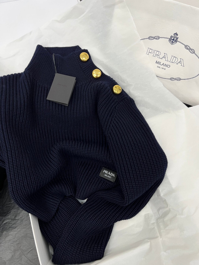 Prada High Neck Short Style Long Sleeved Sweater #nigo21953