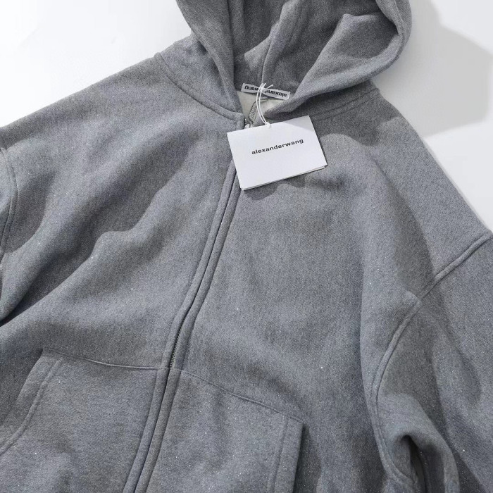 Alexander Wang Gray Zippered Loose Hooded Sweatshirt Ngvp #nigo6687