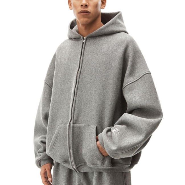 Alexander Wang Gray Zippered Loose Hooded Sweatshirt Ngvp #nigo6687