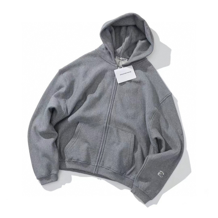 Alexander Wang Gray Zippered Loose Hooded Sweatshirt Ngvp #nigo6687