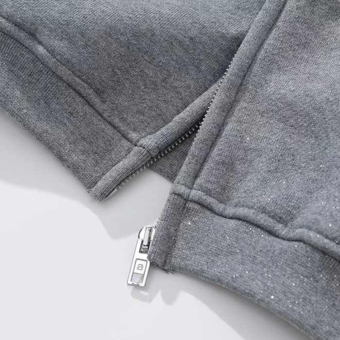 Alexander Wang Gray Zippered Loose Hooded Sweatshirt Ngvp #nigo6687