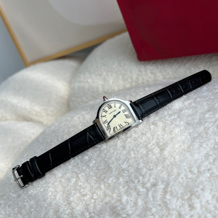 Cartier Women's Half Round Leather Strap Watch #nigo96624