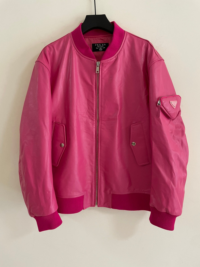 Prada Baseball Jacket Jacket Leather Jacket #nigo21967